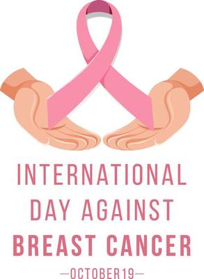 International Day Against Breast Cancer banner with pink ribbon symbol