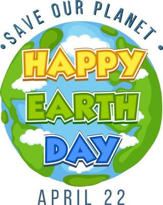 Happy Earth Day typography design poster