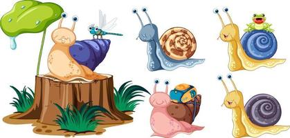 Set of different invertebrate animals in cartoon style vector