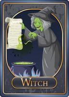 Scary witch character game card template vector