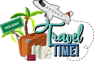 Travel Time typography design with travelling objects vector