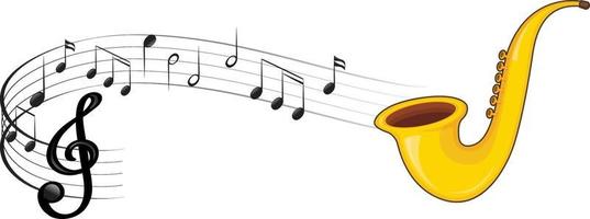 A saxophone with musical notes on white background vector