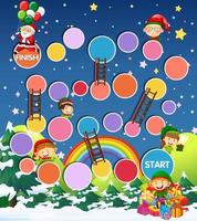 Snake and ladders game template with Christmas theme vector