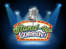 Stand up comedy banner with vintage microphone vector