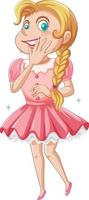 A girl in pink dress cartoon character on white background vector