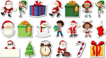 Set of Christmas objects and cartoon characters vector