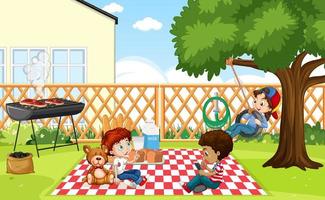 Scene with children in the park vector