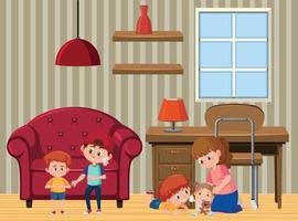 Workroom scene with family members vector