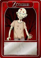plantilla de tarjeta de juego de personaje zombie espeluznante vector