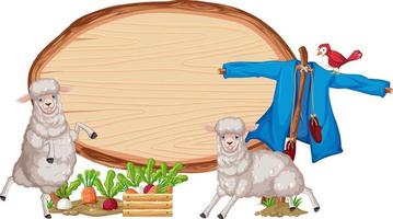 Sheep with wooden sign banner vector