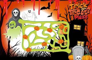 plantilla de juego de laberinto en tema de halloween vector