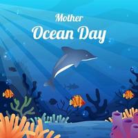 día de la madre del océano con fondo de océano profundo vector
