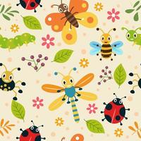 Bugs and Insect Seamless Pattern vector