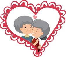 Cute old couple in heart shape vector