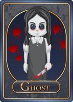 Ghost girl character game card template vector