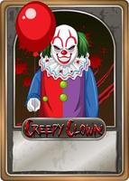 Creepy clown character game card template vector