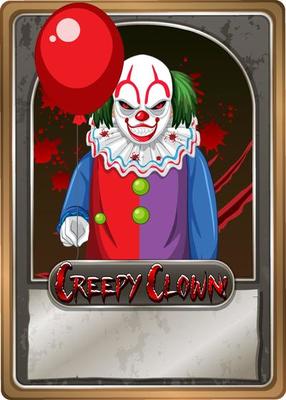 Creepy clown character game card template