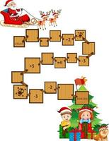 Snake and ladders game template in Christmas theme vector