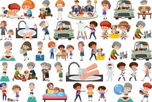 Set of different activities people in cartoon style vector