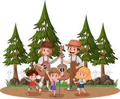 A musical band playing in the park vector