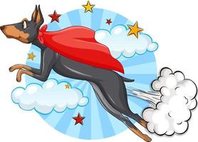 un perro superhéroe en el fondo del cielo vector