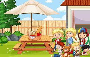 Scene with children in the park vector