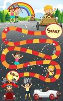 Snake and ladders game template wirh children characters vector