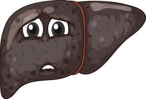 Cirrhosis liver with face expression on white background vector