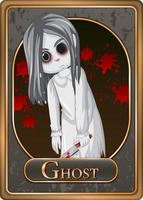 Ghost girl character game card template vector