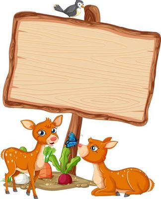 Deer with wooden sign banner