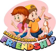 logotipo del día internacional de la amistad con dos chicas vector