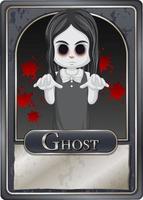 Ghost girl character game card template vector