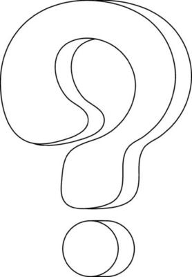 Mathematics question mark symbol doodle outline for colouring
