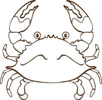 Crab in doodle simple style on white background vector