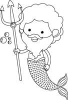 A mermaid doodle outline for colouring vector