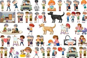 Set of different activities people in cartoon style vector