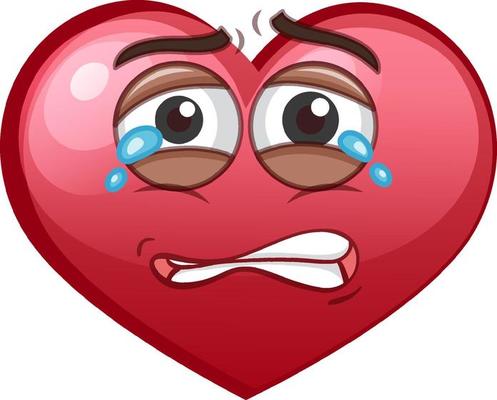 Crying heart emoticon on white background