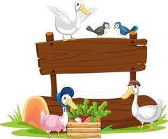 Many duck with wooden sign banner vector