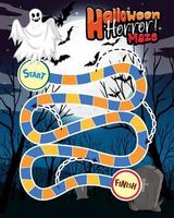 Snake and ladders game template in Halloween theme vector