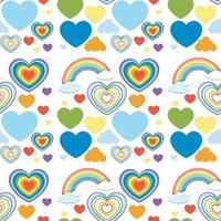 Seamless heart and rainbow pattern vector