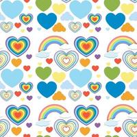 Seamless heart and rainbow pattern vector