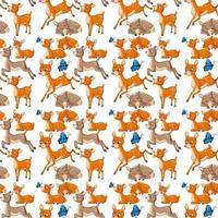 Funny deer on white background seamless vector