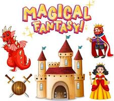 Set of dragon and fairy tale cartoon characters vector