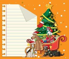 papel vacío en tema navideño con animales en trineo vector