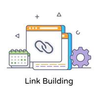 Link building flat outline icon, editable vector