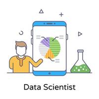 Flat conceptual icon of data science, editable vector