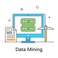 Data mining flat outline icon, data analytics vector