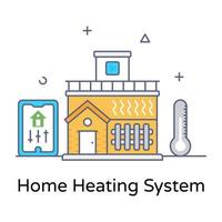 Home heating system in flat style conceptual icon vector