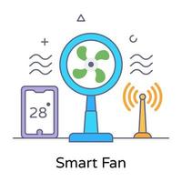 Smart air fan in flat conceptual icon vector