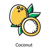 Coconut hand drawn icon, editable vector